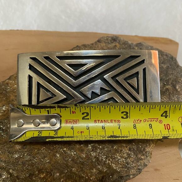 Vintage Antonio Pineda Crown‎ 970 cast Silver Belt Buckle 1950s Geometric - Picture 6 of 6